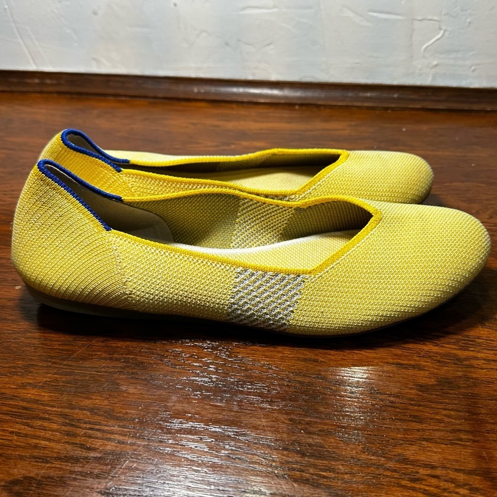 Rothy’s The Flat Lemon Stripe Knit Slip-On Ballet Shoes Size 9
